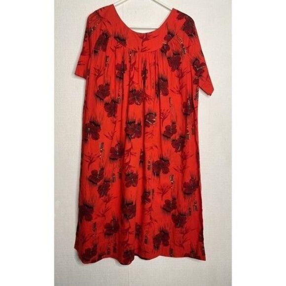 VTG 60s Fashions by Tina Hawaiian Muumuu Hibiscus Floral Dress Women Size S/M - Picture 7 of 8